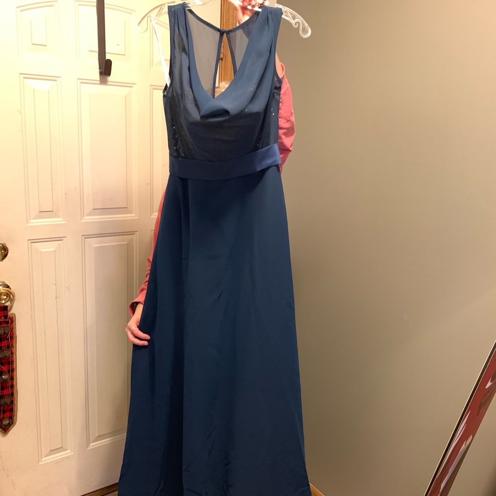 Bridesmaid Dress Navy with gold underlay